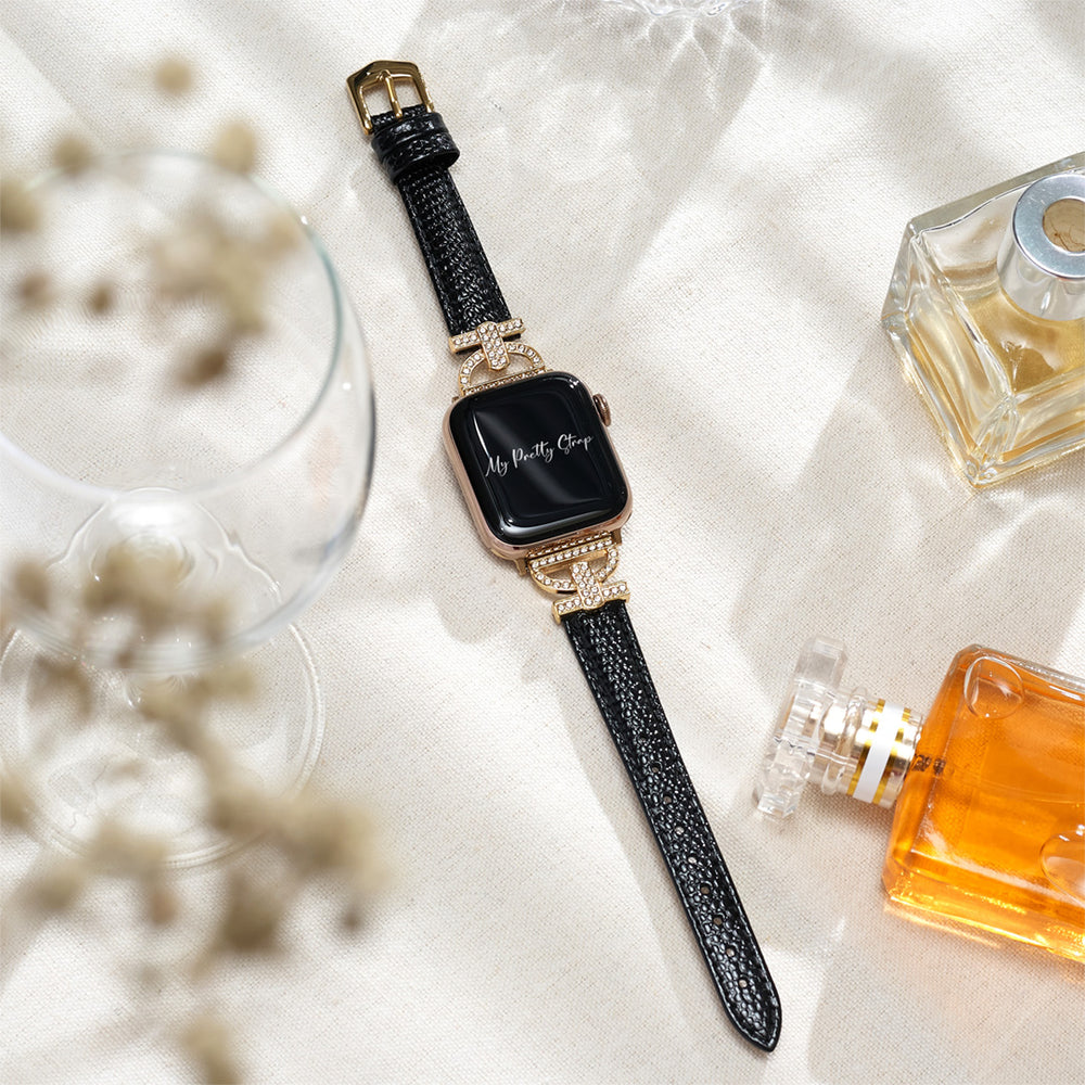 Glam Leather Pave Apple Watch Strap